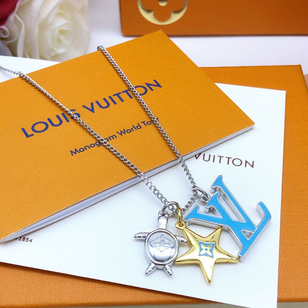 Louis Vuitton Turquoise Chain 18K Gold Necklace