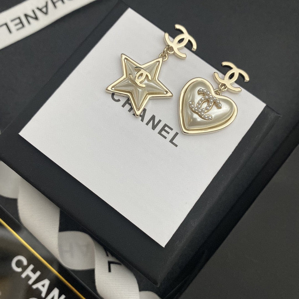 Chanel Heart & Star 18K Gold Earrings