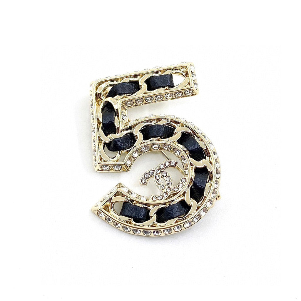 Chanel No.5 Strass 18K Gold Brooch
