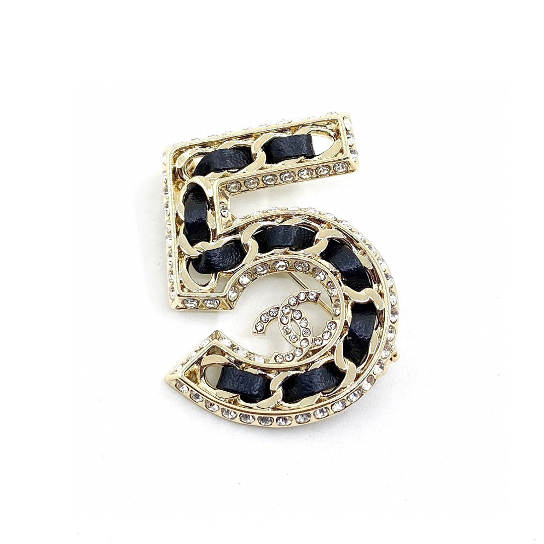 Chanel No.5 Strass 18K Gold Brooch