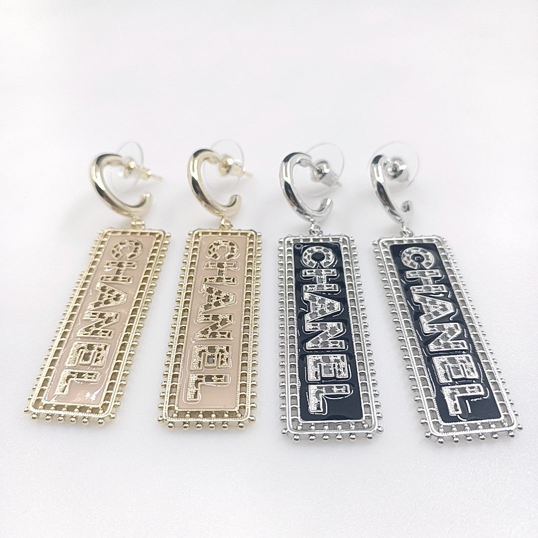 Chanel Typo Drop 18K Gold Earrings
