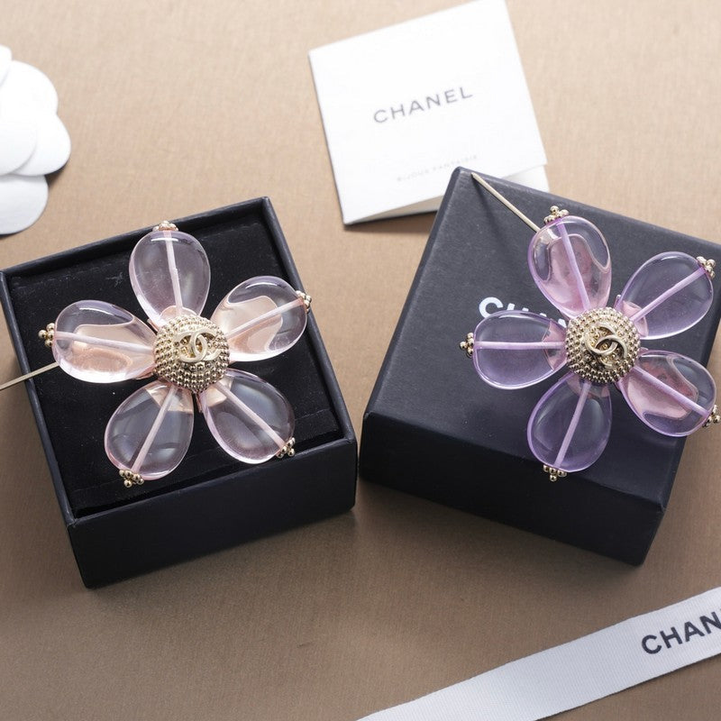 Chanel Pink & Purple 18K Gold Brooch