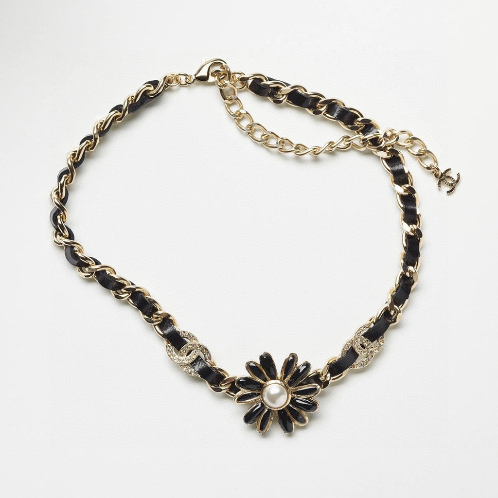 Chanel Black Daisy 18K Gold Necklace