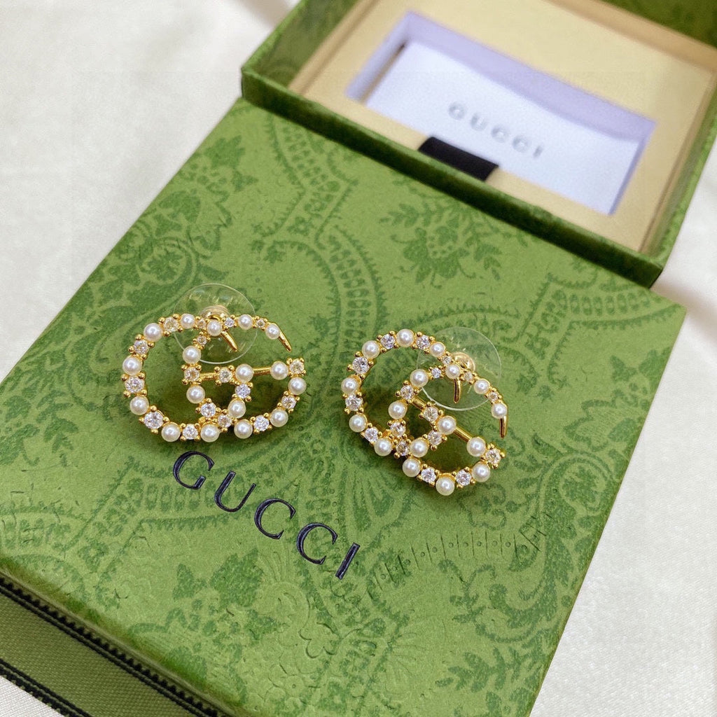 Gucci Double Pearls 18K Gold Earrings