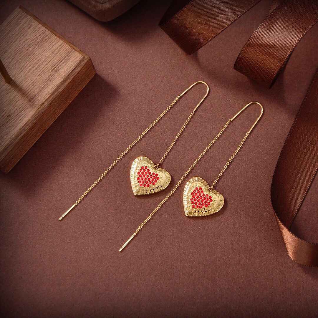 Valentino Red Heart 18K Gold Earrings