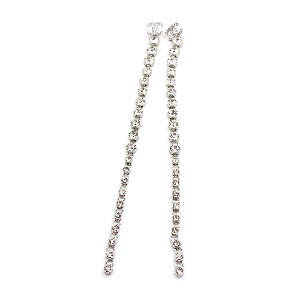 Chanel Long Crystals 18K Gold Earrings