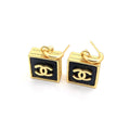 Chanel Black Bag Pendant 18K Gold Earrings