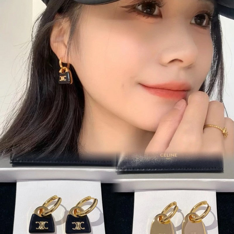 Celine Black Bag Gold 18K Gold Earrings
