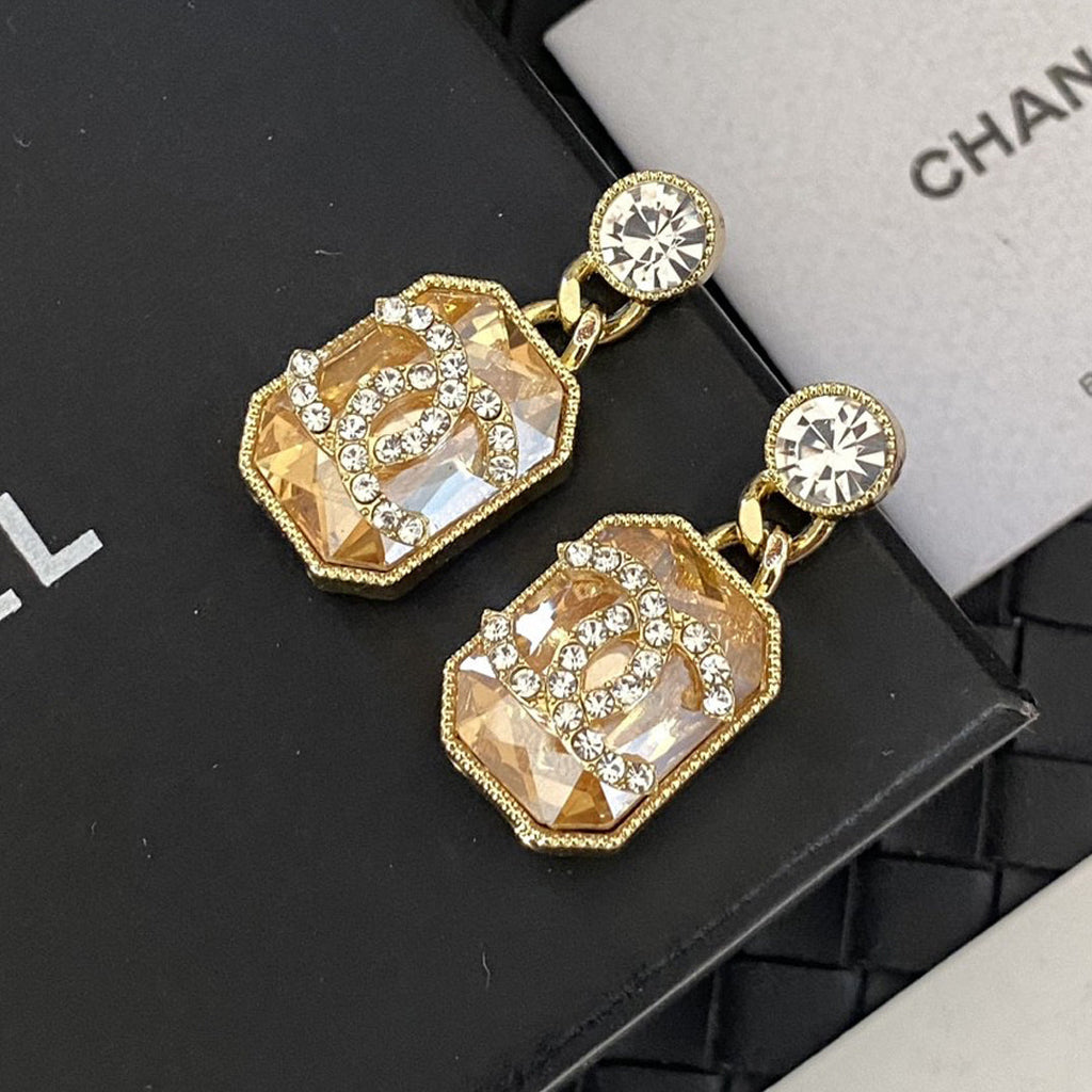 Chanel Crystals 18K Gold Earrings