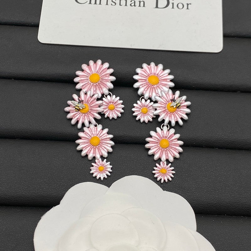 Dior Pink Flower 18K Gold Earrings