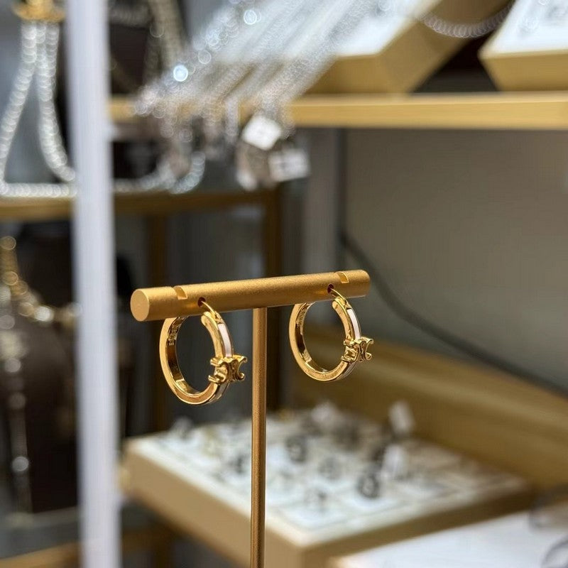 Celine Pearl Circle Gold 18K Gold Earrings