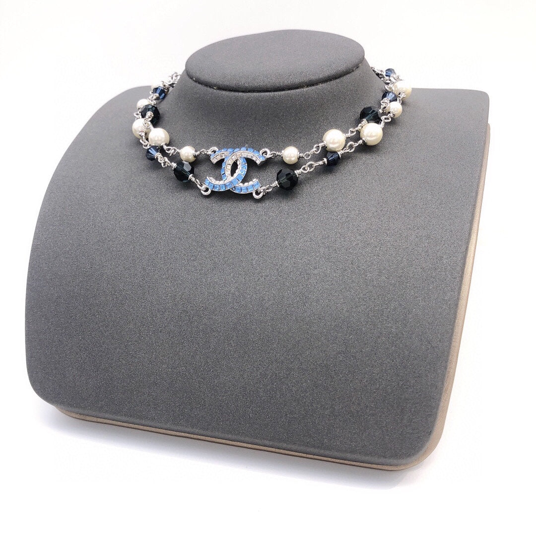 Chanel Blue Resin 18K Gold Necklace