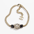 Chanel Black Crystals Chain 18K Gold Necklace