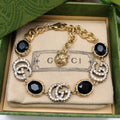 Gucci Double Black Stones Chain 18K Gold Bracelet