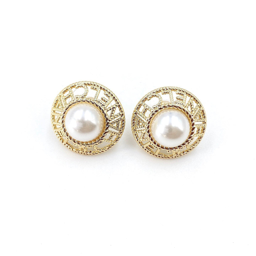 Chanel Pearl Round 18K Gold Earrings