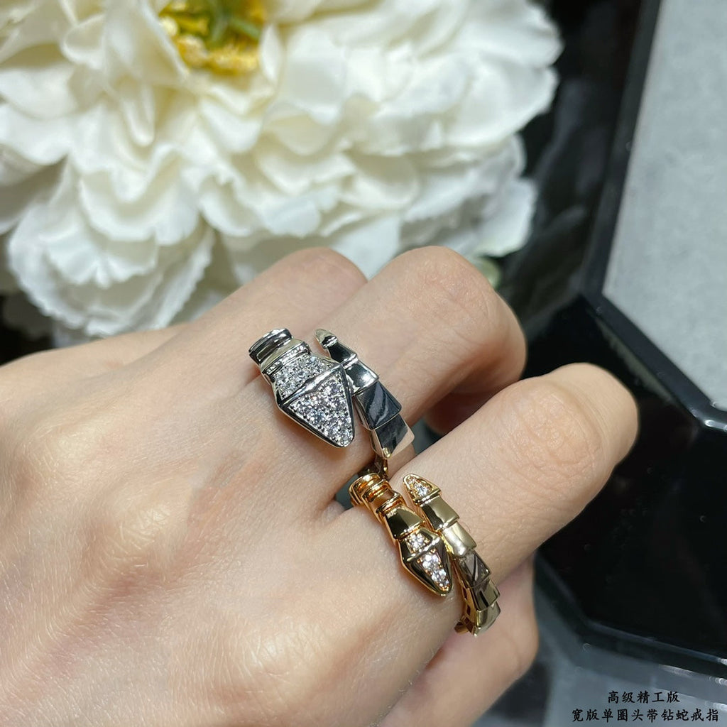 Bvlgari Serpenti Viper Head Diamond 18K Gold Ring