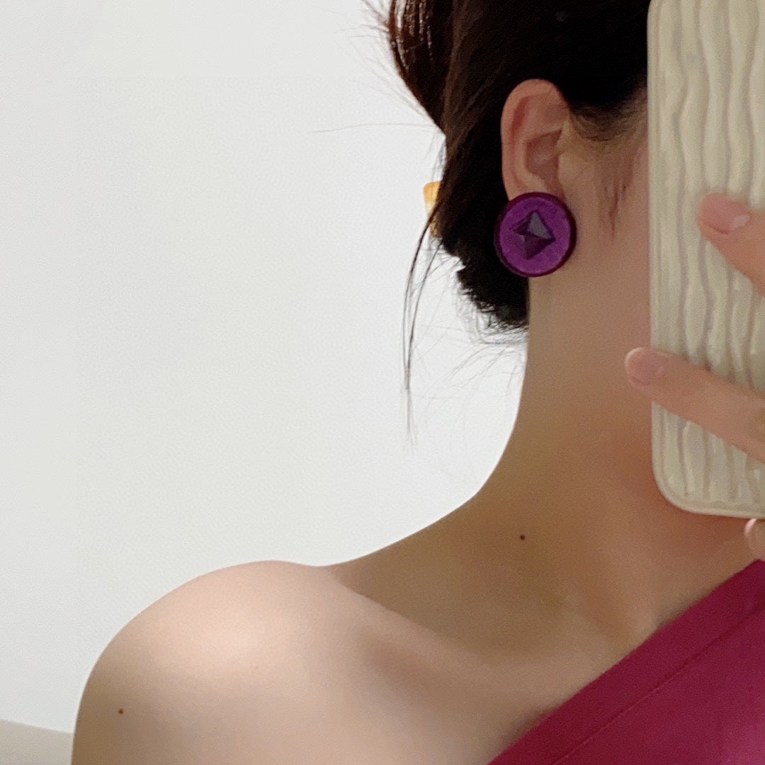 Chanel Vintage Purple 18K Gold Earrings