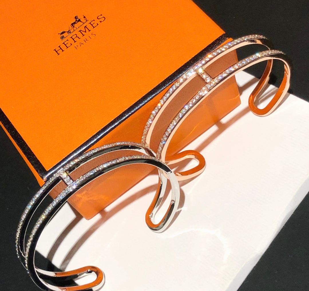 Hermes Ever Chain D¡ ̄ancre Cuff Diamond 18K Gold Bracelet