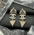 Chanel Triangle Diamonds 18K Gold Earrings