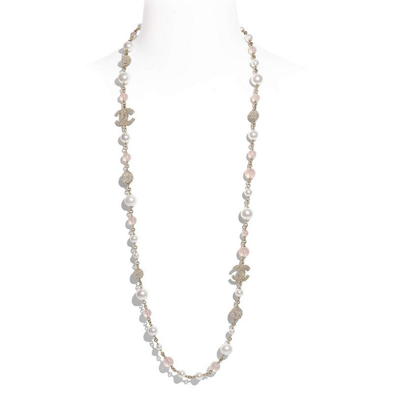 Chanel Black Pearl Diamond 18K Gold Necklace