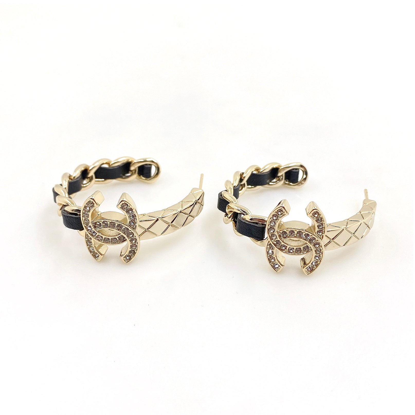 Chanel Black Open 18K Gold Earrings