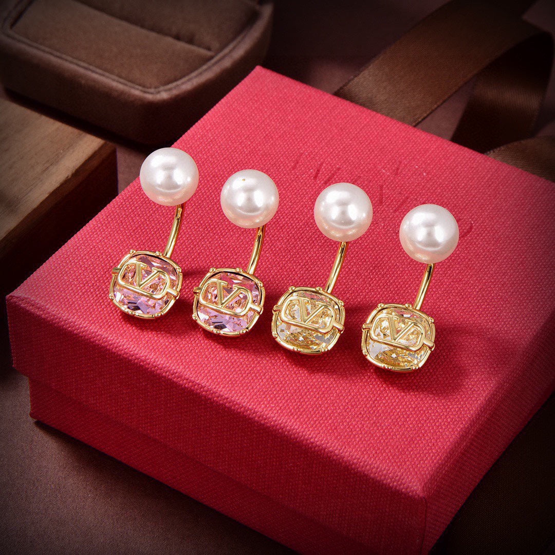 Valentino Crystal 18K Gold Earrings