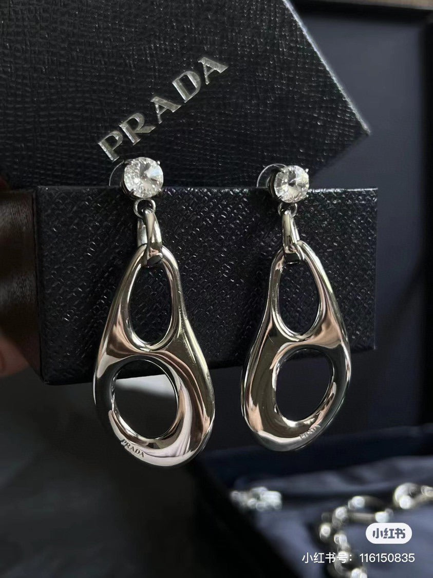 Prada Inverted Triangle 18K Gold Earrings