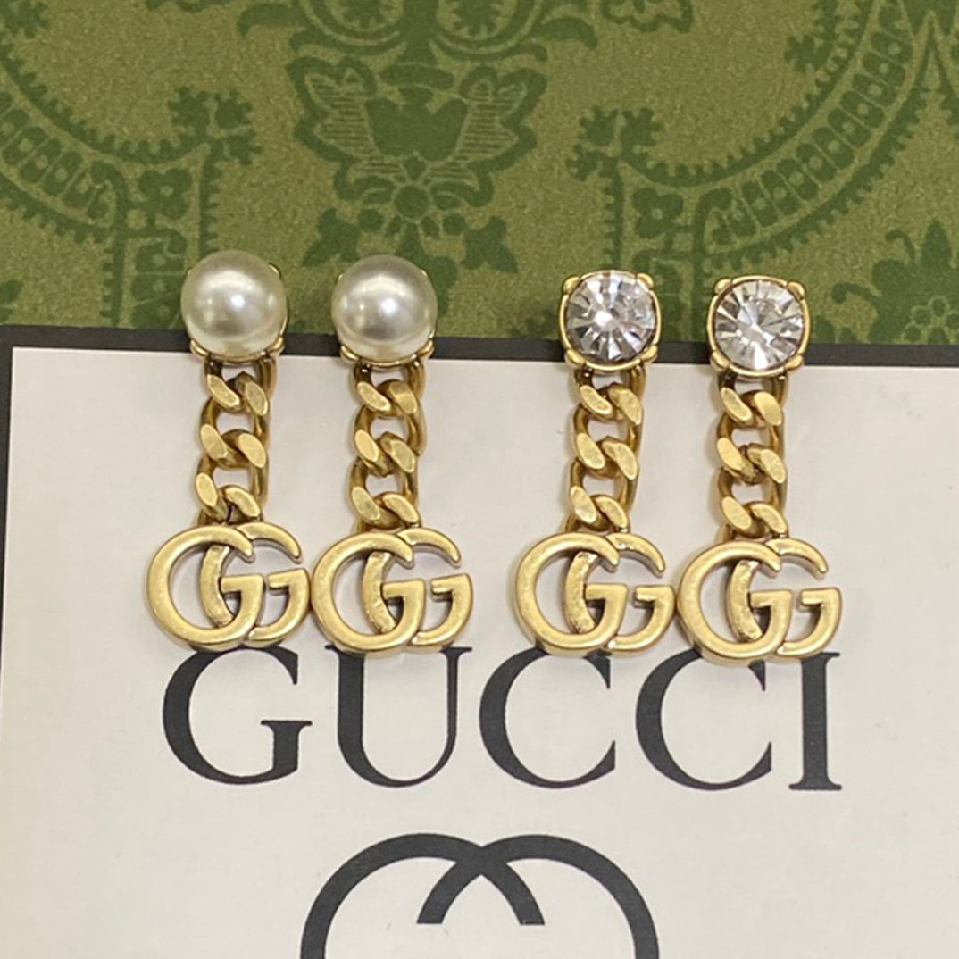 Gucci Double Chain 18K Gold Earrings
