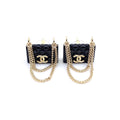 Chanel Black Bag Pendant 18K Gold Earrings