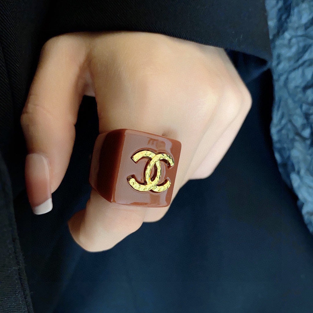 Chanel Vintage Red 18K Gold Ring