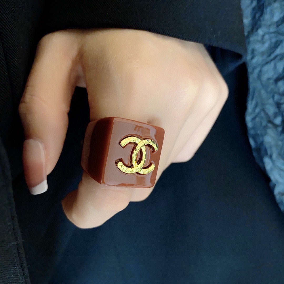 Chanel Vintage Red 18K Gold Ring