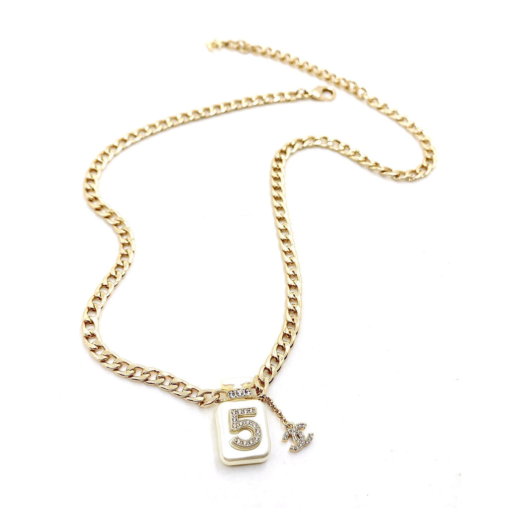 Chanel No.5 Perfume Pendant Chain 18K Gold Necklace