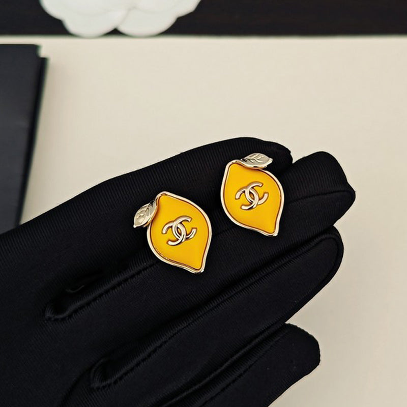 Chanel Yellow Leaf Gold 18K Gold Earrings