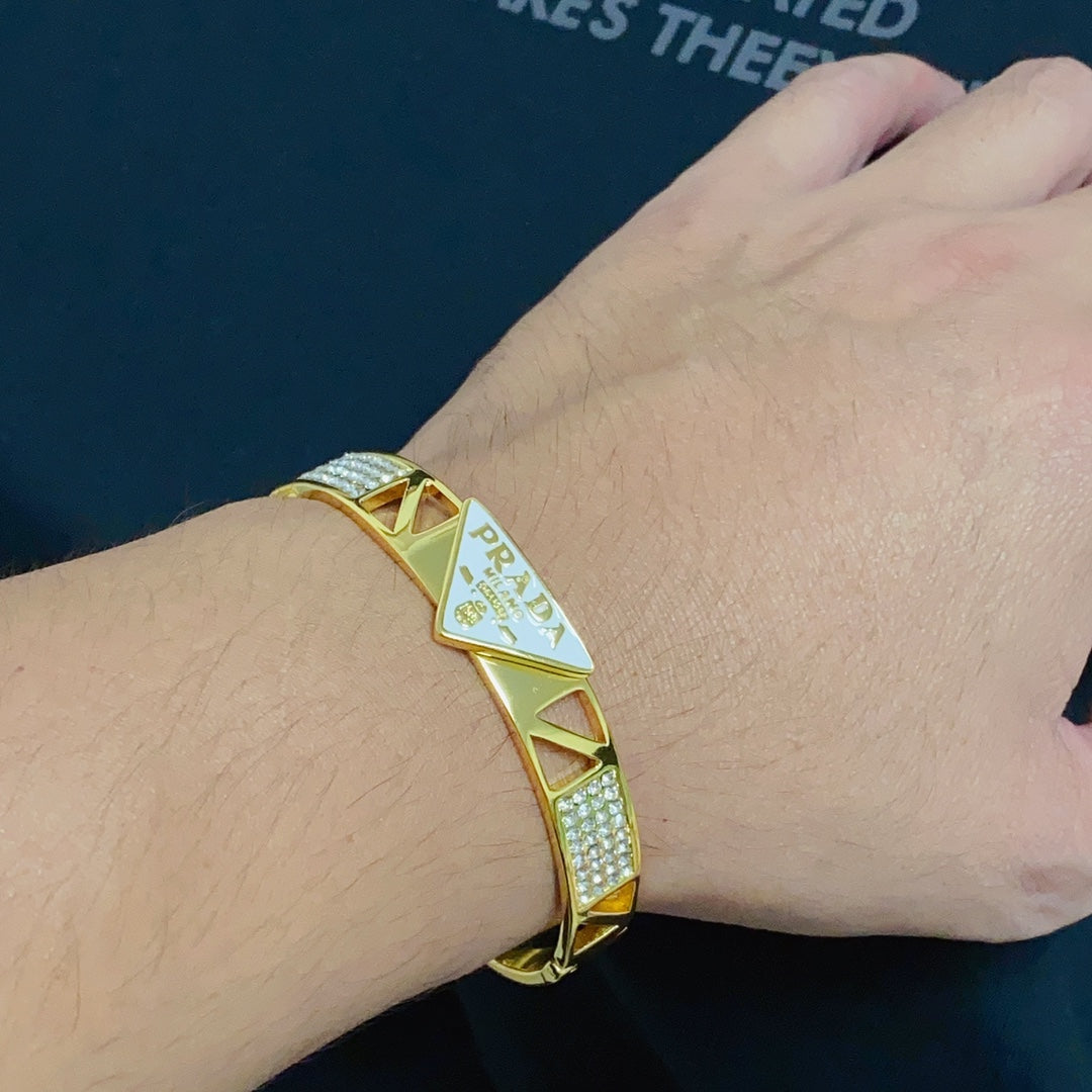 Prada Triangle Diamond 18K Gold Bracelet
