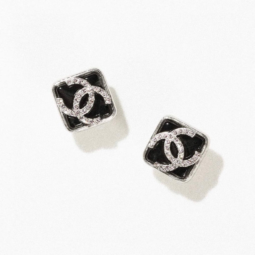Chanel Square 18K Gold Earrings