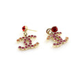 Chanel Pink Crystals 18K Gold Earrings