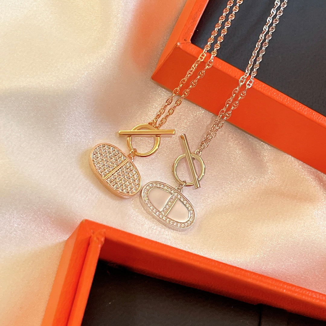 Hermes Chaine D'ancre Contour Pendant 18K Gold Necklace