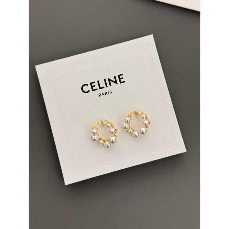 Celine Pearl 18K Gold Earrings