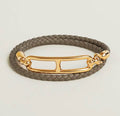 Hermes Roulis Double Tour Grey 18K Gold Bracelet