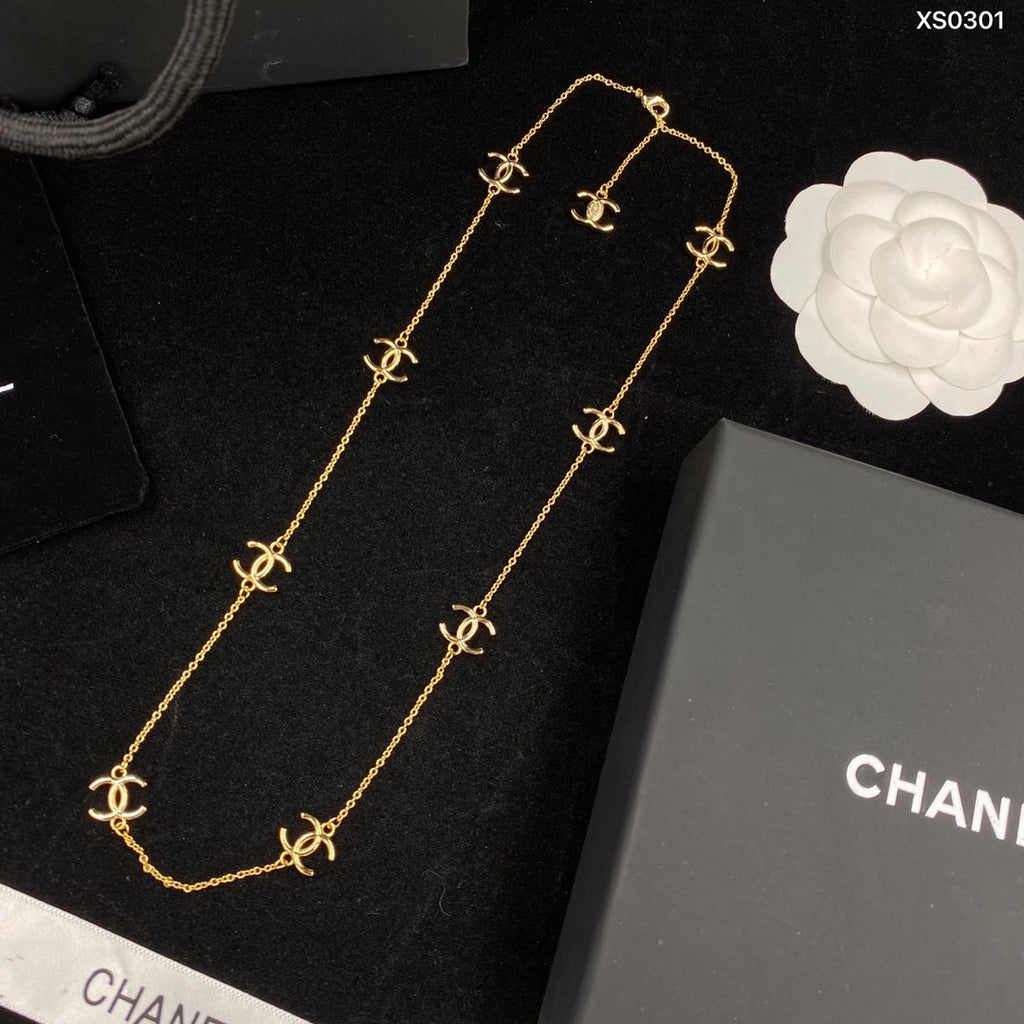 Chanel Multi-Logo 18K Gold Necklace