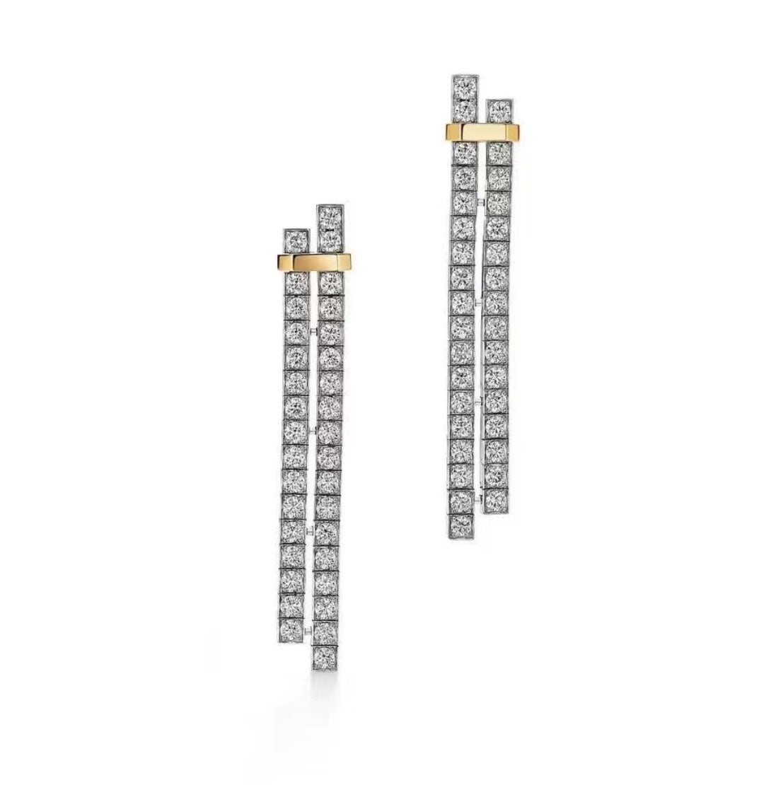 Tiffany Edge Drop 18K Gold Earrings