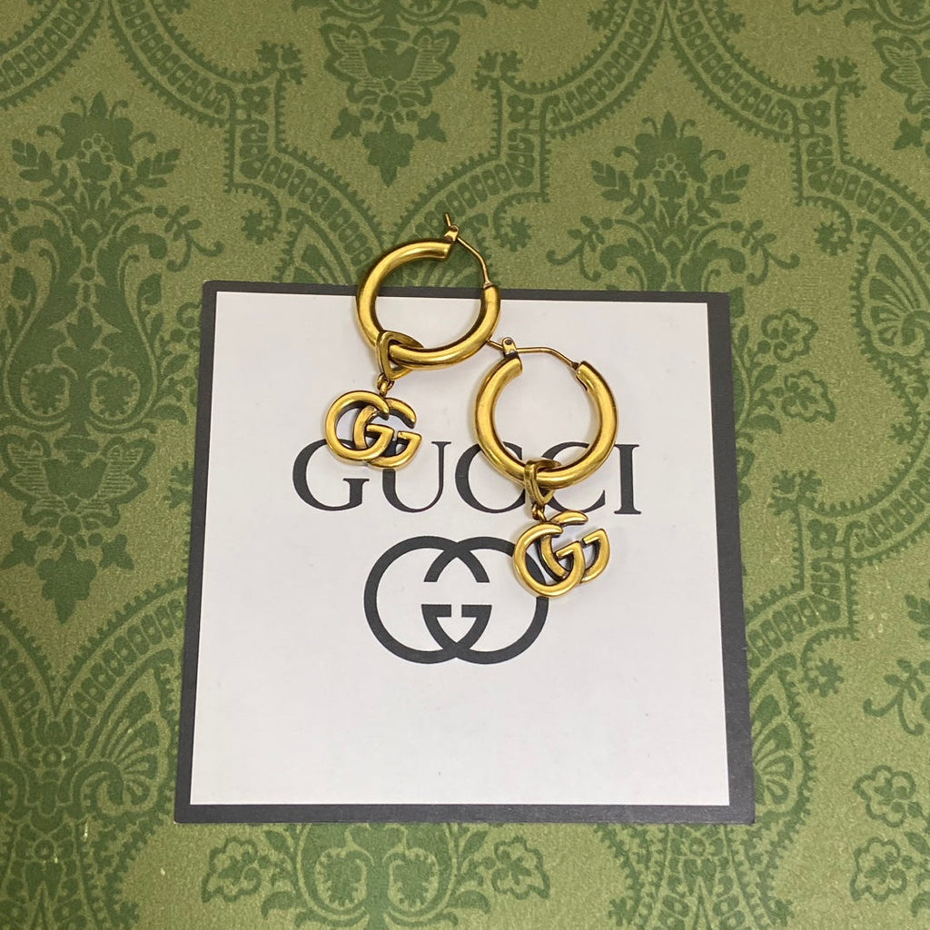 Gucci Double Hollow 18K Gold Earrings