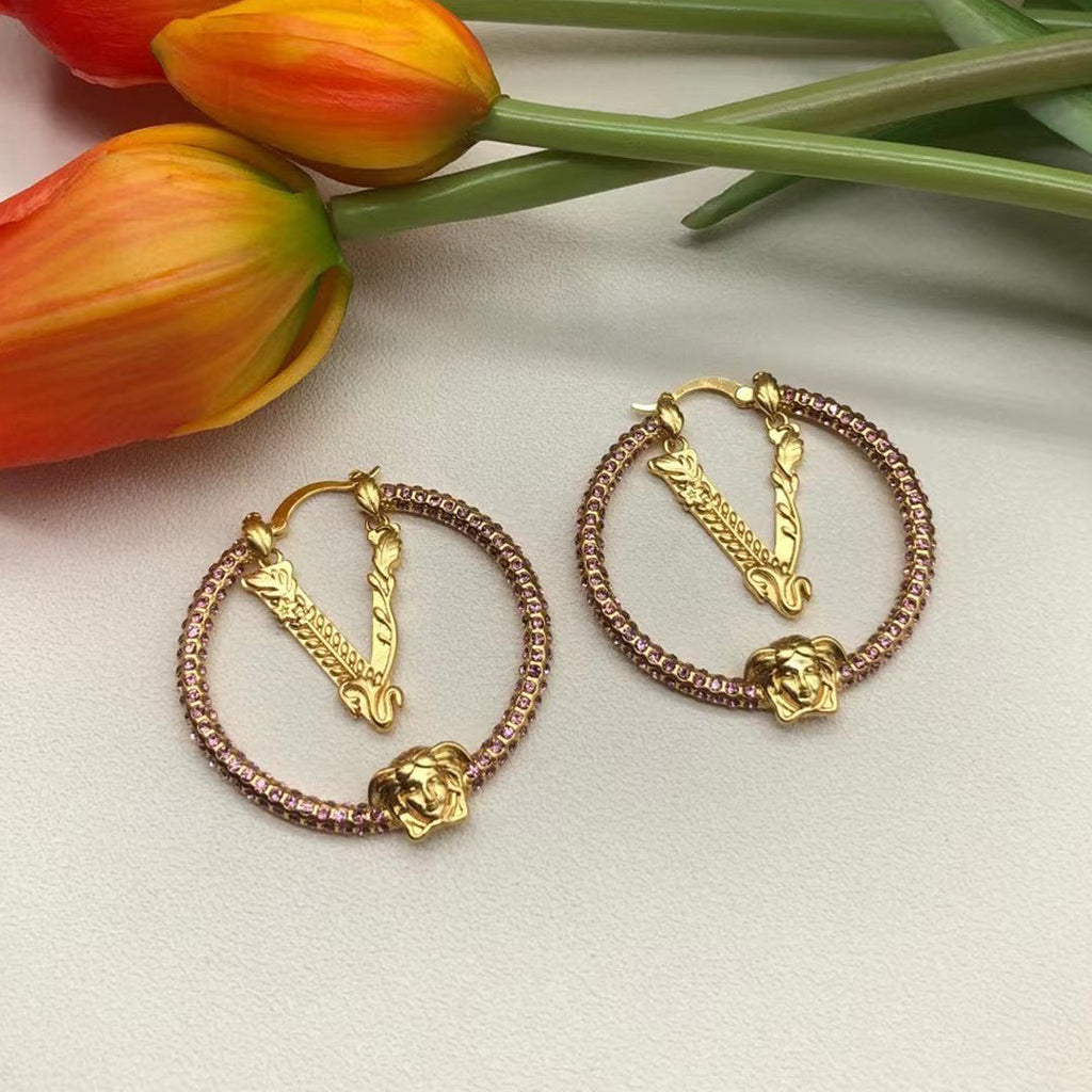 Pink Crystals 18K Gold Earrings