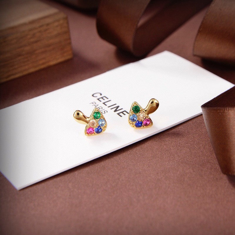 Celine Colorful Mushroom 18K Gold Earrings