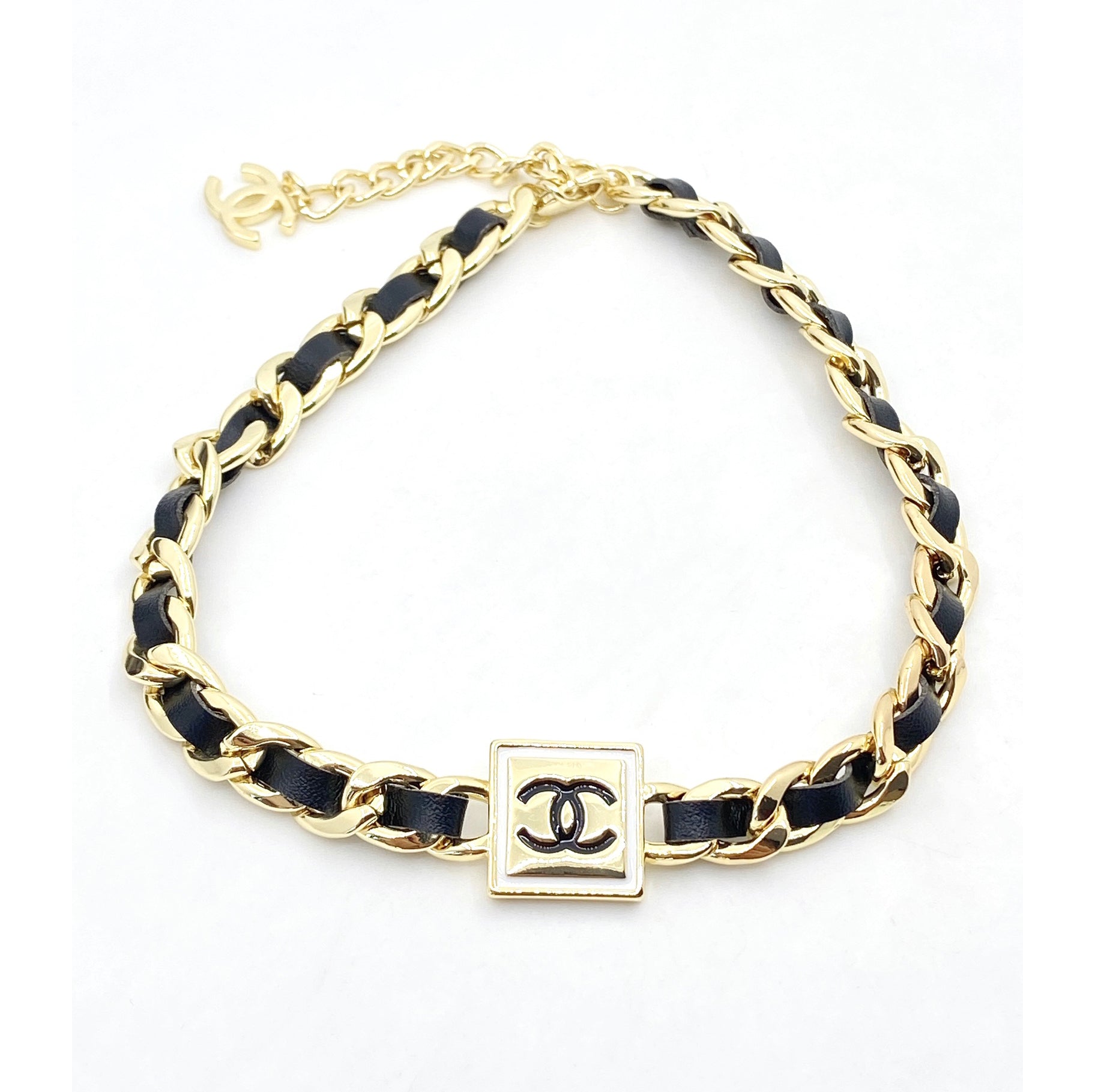 Chanel Leather 18K Gold Necklace