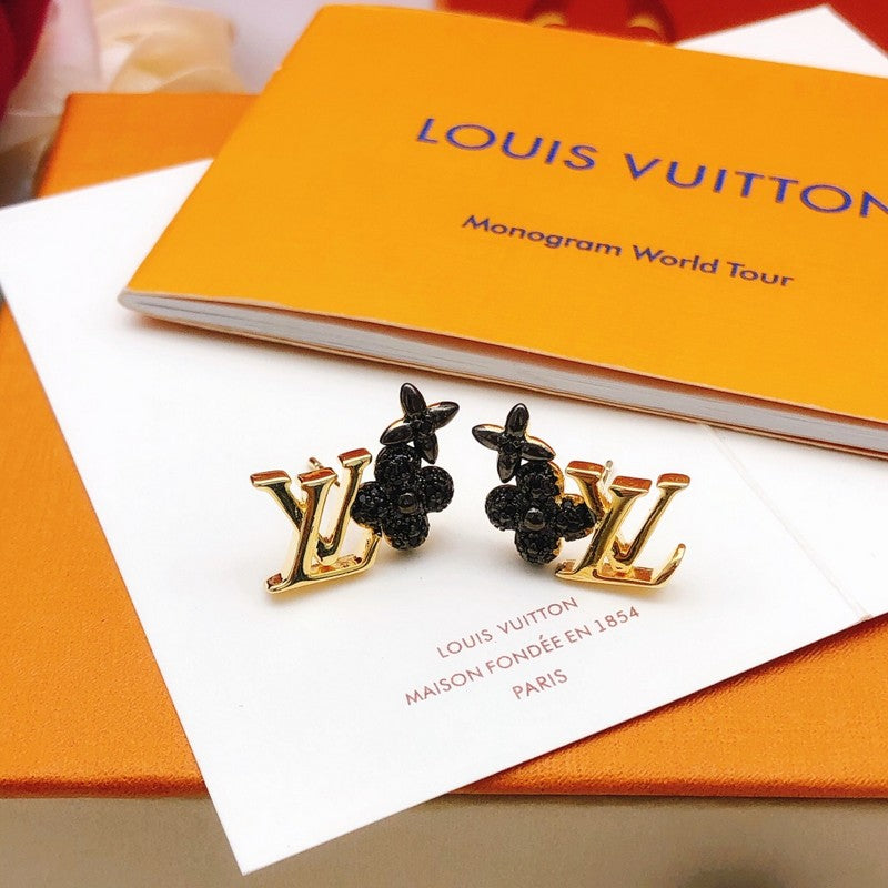 Louis Vuitton Black Blossom 18K Gold Earrings