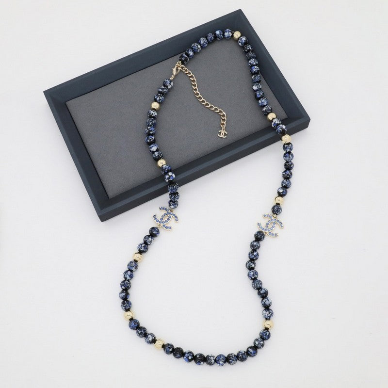 Chanel Black Pearl Long 18K Gold Necklace