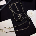 Chanel Long Leather 18K Gold Necklace