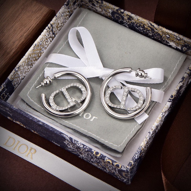Dior Diamond 18K White Gold Earrings