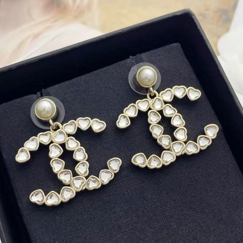 Chanel Pearl & Crystal 18K Gold Earrings